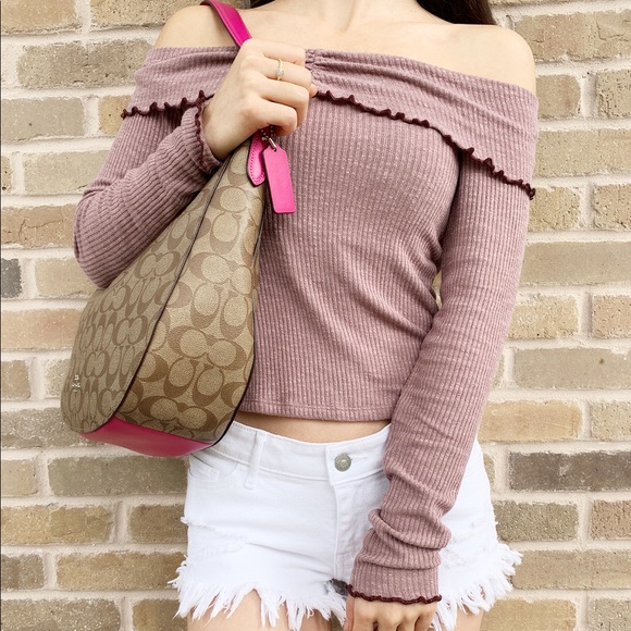 Gaby’sBags👜💕-NWT Coach Crossbody Pink/Khaki - Picture 6 of 8